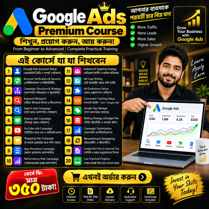 Google Ads Premium Course — Beginner থেকে Professional হওয়ার সম্পূর্ণ গাইড!